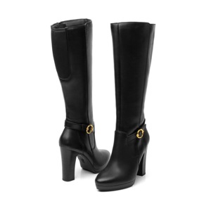 Bota De Tacón Flexi para Mujer con Autoajuste Estilo 104607 Negro Bota De Tacón Flexi para Mujer con Autoajuste Estilo 104607 Negro