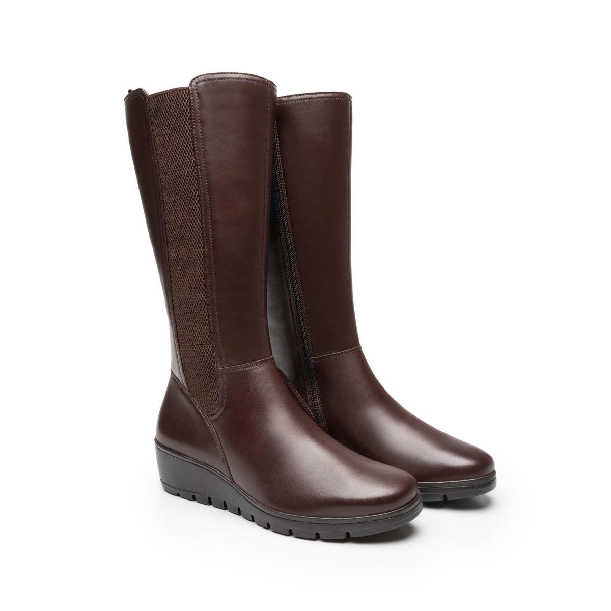Bota Alta Cuña Flexi para Mujer con Ligereza y Suavidad Estilo 104822 Café
