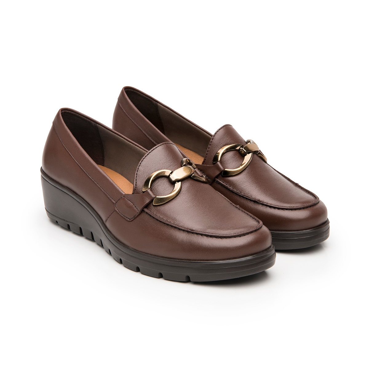 Mocasín Confort Con Cuña Flexi para Mujer Estilo 104830 Café