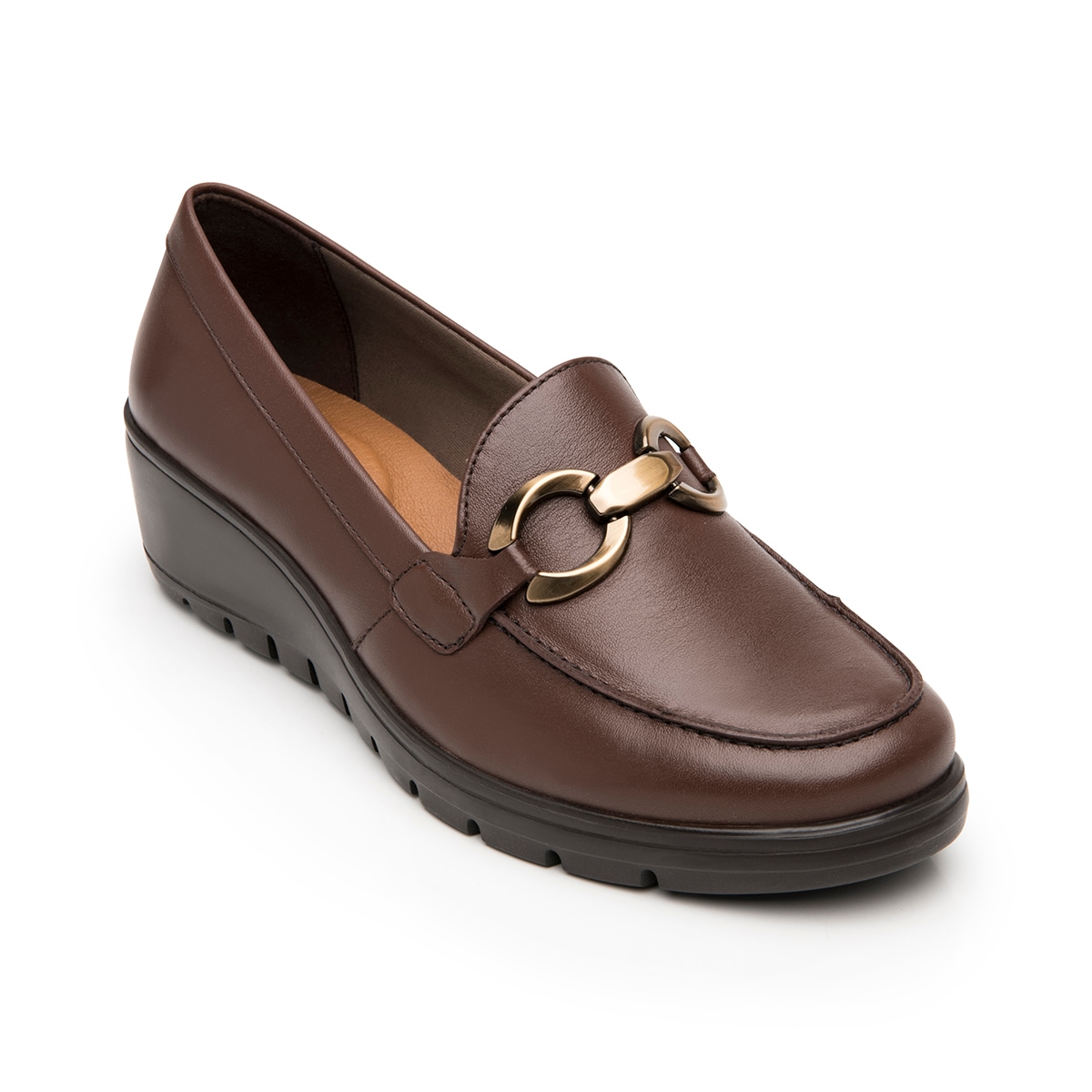 Mocasín Confort Con Cuña Flexi para Mujer Estilo 104830 Café