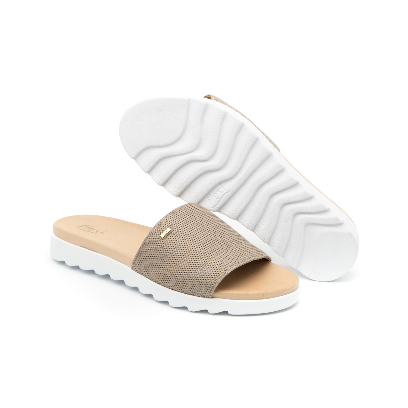 Sandalia Casual Flexi para Mujer con Plantilla Confortable Estilo 107101 Taupe