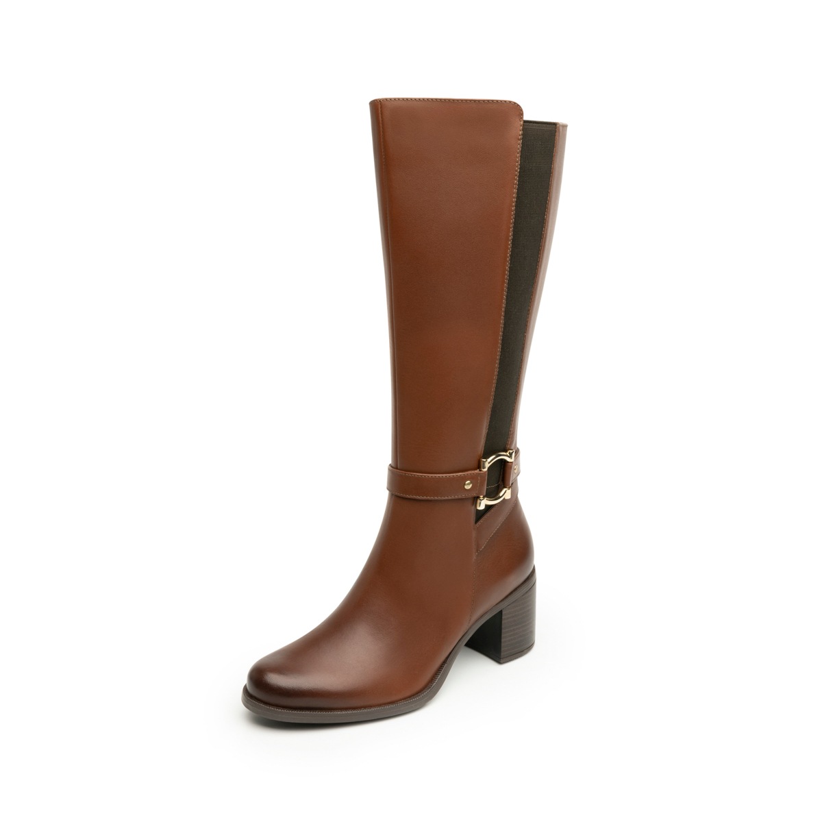Bota Larga De Tacón Flexi para Mujer con Más Espacio Estilo 109213 Whisky