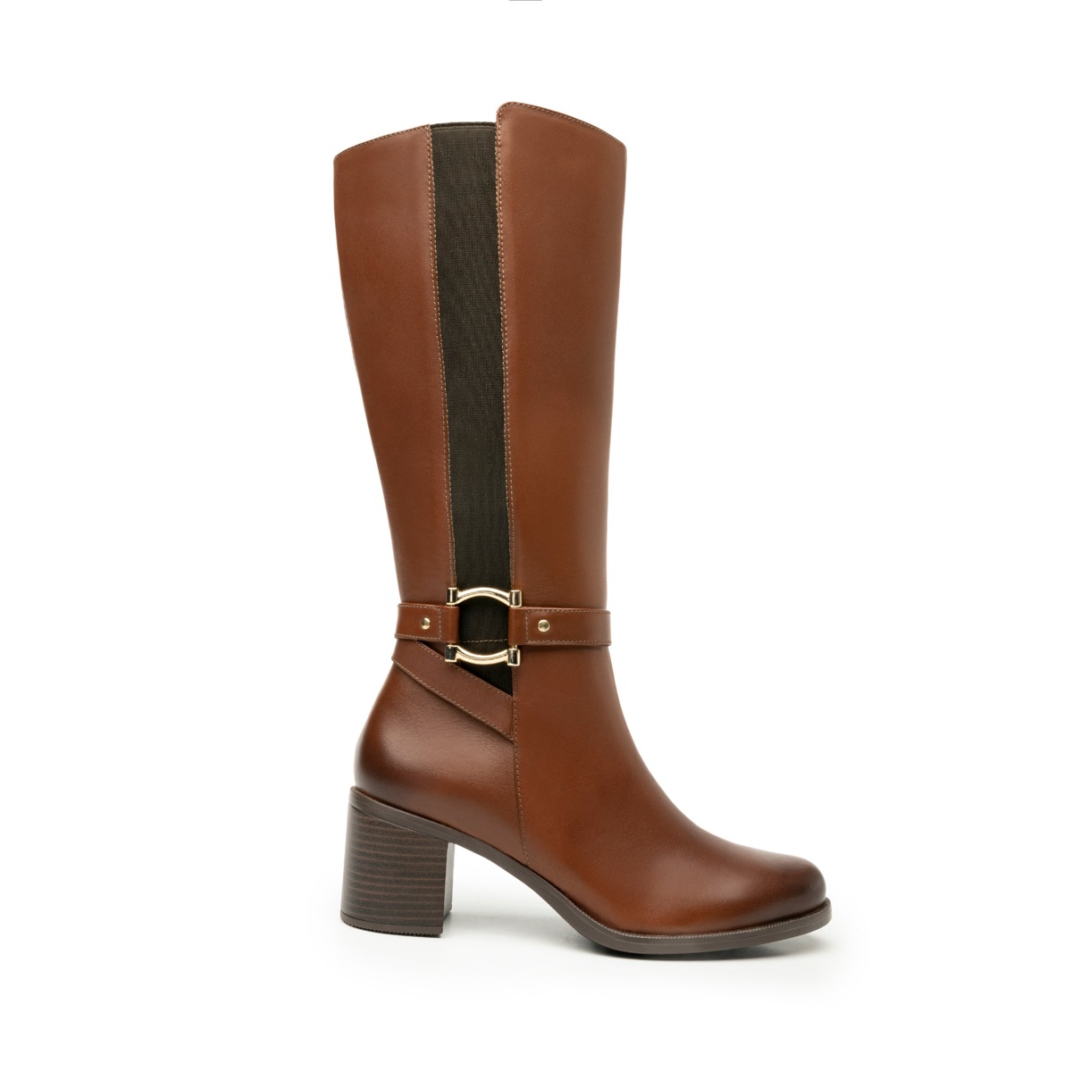 Bota Larga De Tacón Flexi para Mujer con Más Espacio Estilo 109213 Whisky