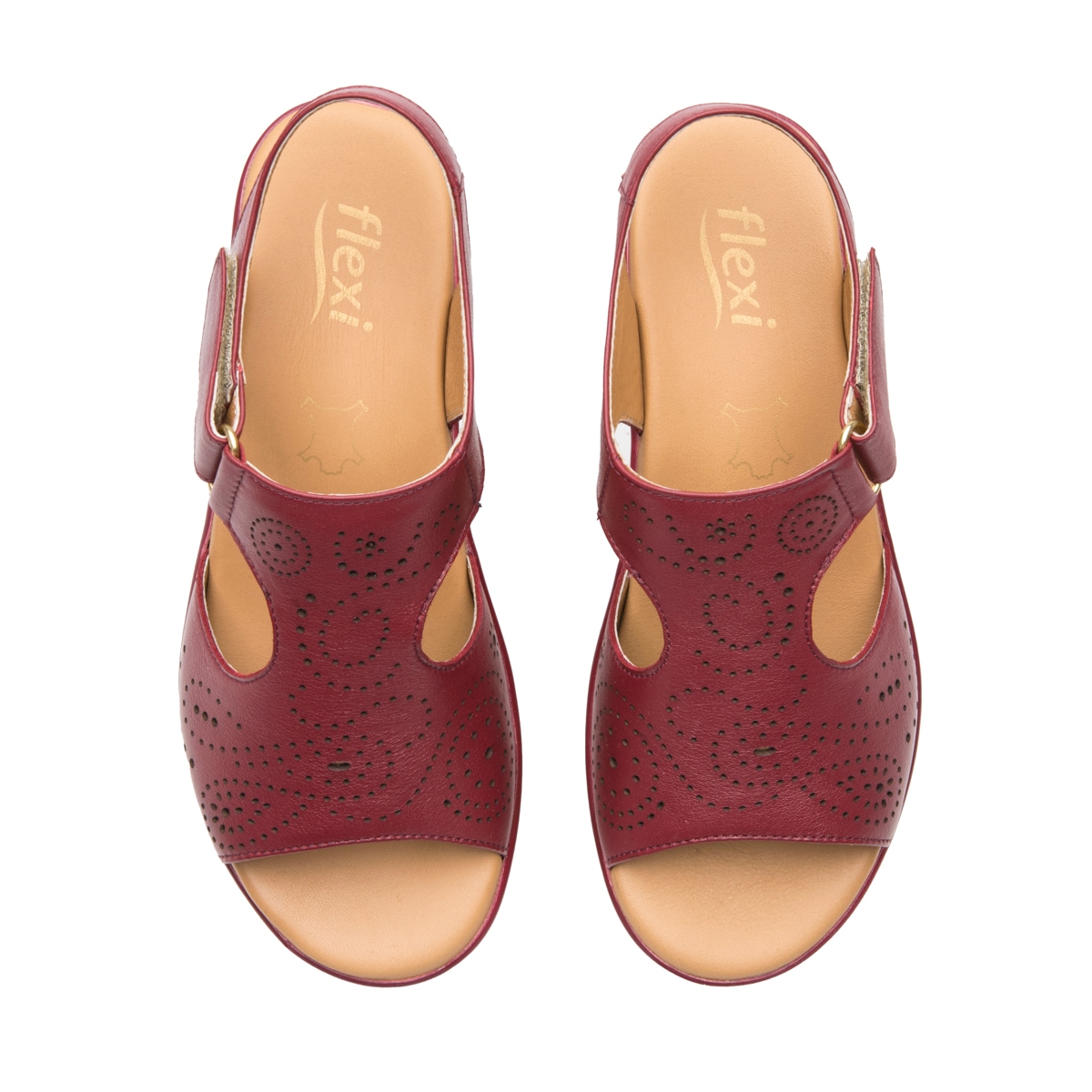 Sandalia Cuña Baja Flexi para Mujer Estilo 116013 Cereza