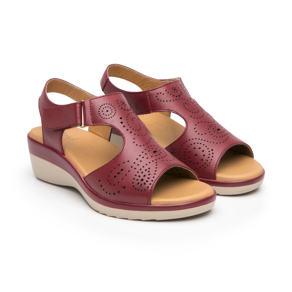 Sandalia Cuña Baja Flexi para Mujer Estilo 116013 Cereza