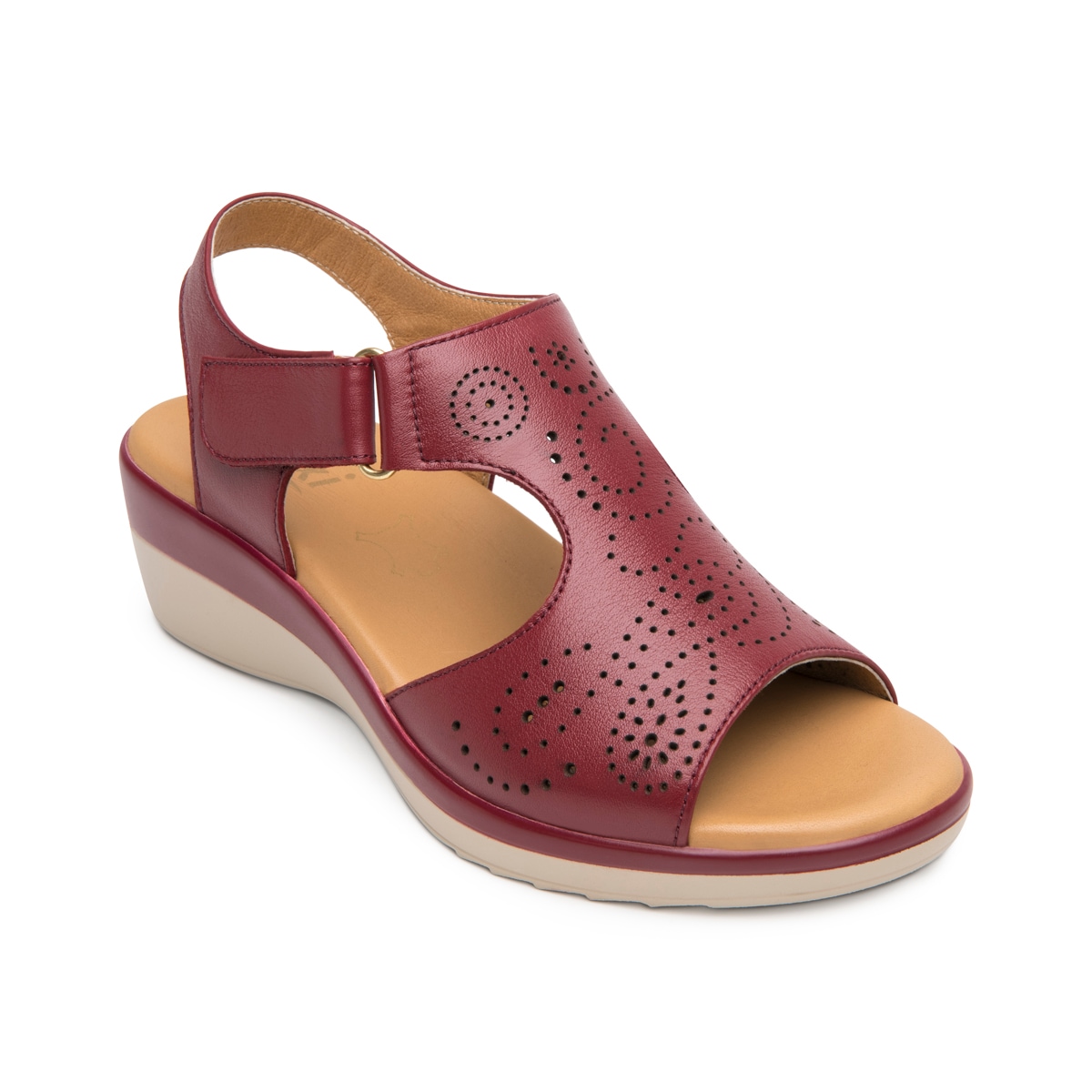 Sandalia Cuña Baja Flexi para Mujer Estilo 116013 Cereza