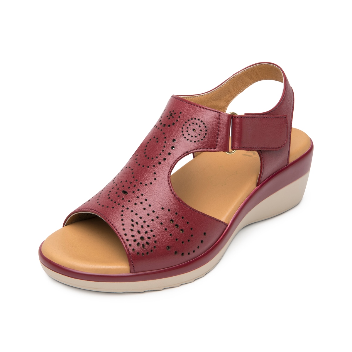 Sandalia Cuña Baja Flexi para Mujer Estilo 116013 Cereza