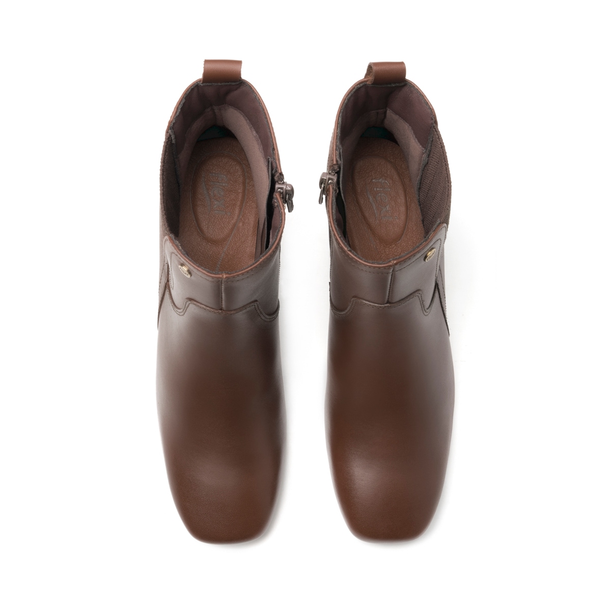 Botín Tacón Bajo Flexi para Mujer con Cierre Interno Estilo 119709 Dark Tan