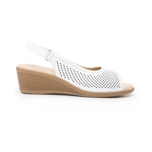 Sandalia De Cuña Flexi para Mujer con Acabado <em class="search-results-highlight">Perforado</em> Estilo 123704 Blanco