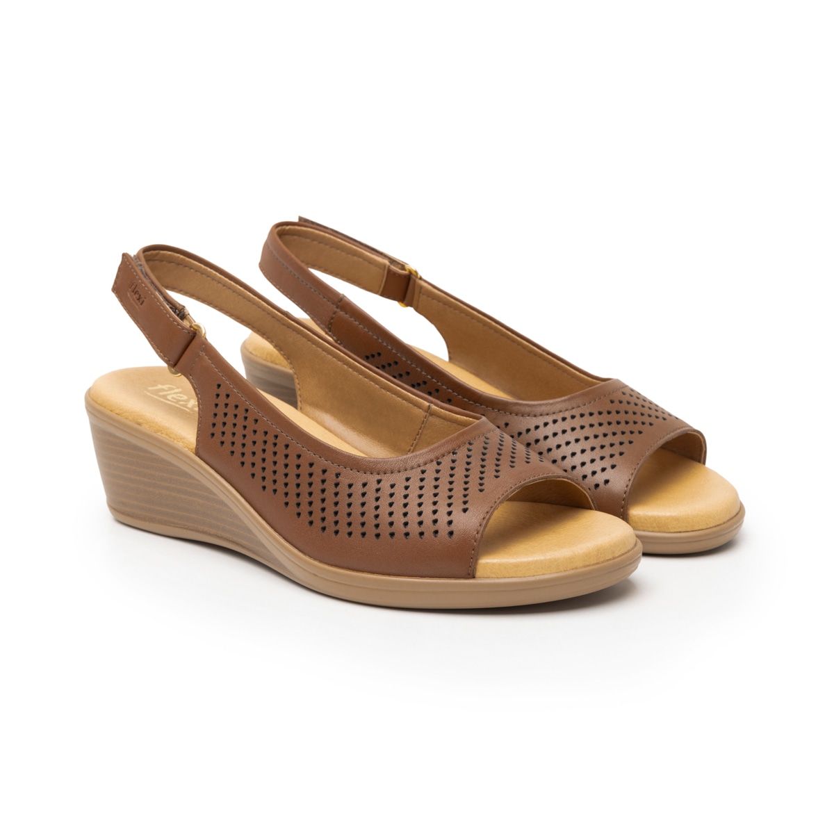 Sandalia Cuña Flexi para Mujer con Suela Flexible Estilo 123704 Tan