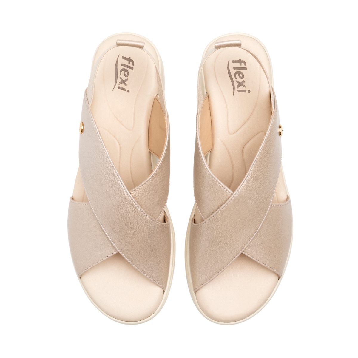 Sandalia Corte Cruzado Flexi para Mujer con Plantilla Acojinada Estilo 124201 Perla
