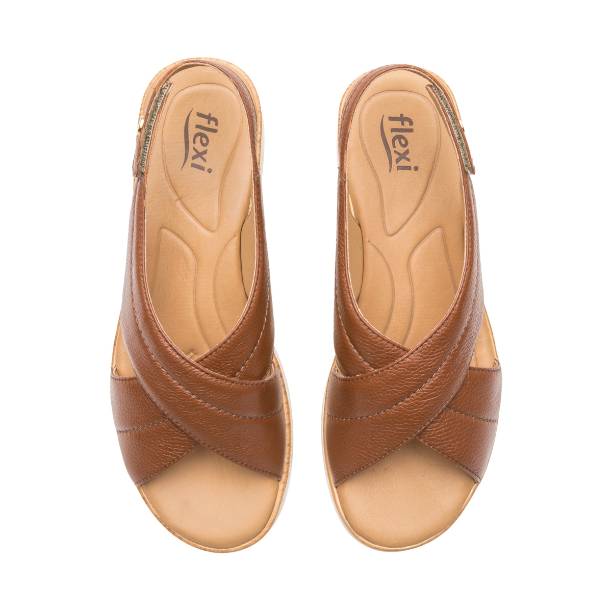 Sandalia Cuña Confort Flexi para Mujer Estilo 124212 Tan