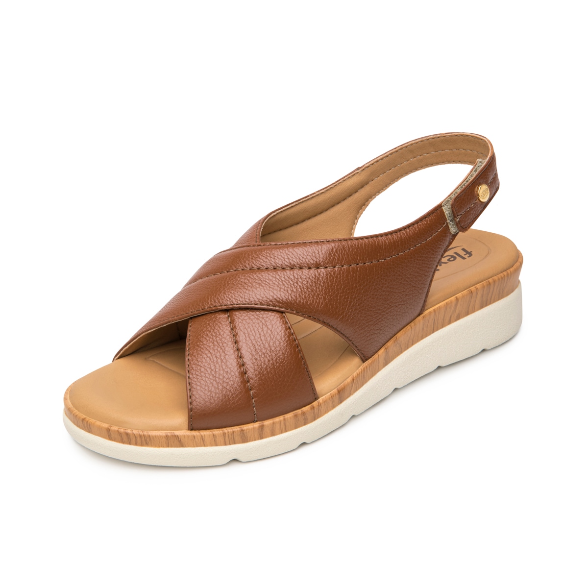 Sandalia Cuña Confort Flexi para Mujer Estilo 124212 Tan