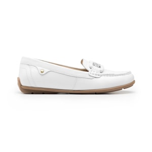 Mocasín Con Herraje Flexi para Mujer con Acabado Tamporeado Estilo 124302 Blanco Mocasín Con Herraje Flexi para Mujer con Acabado Tamporeado Estilo 124302 Blanco