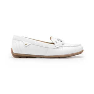 Mocasín Con Herraje Flexi para Mujer con Acabado Tamporeado Estilo 124302 Blanco