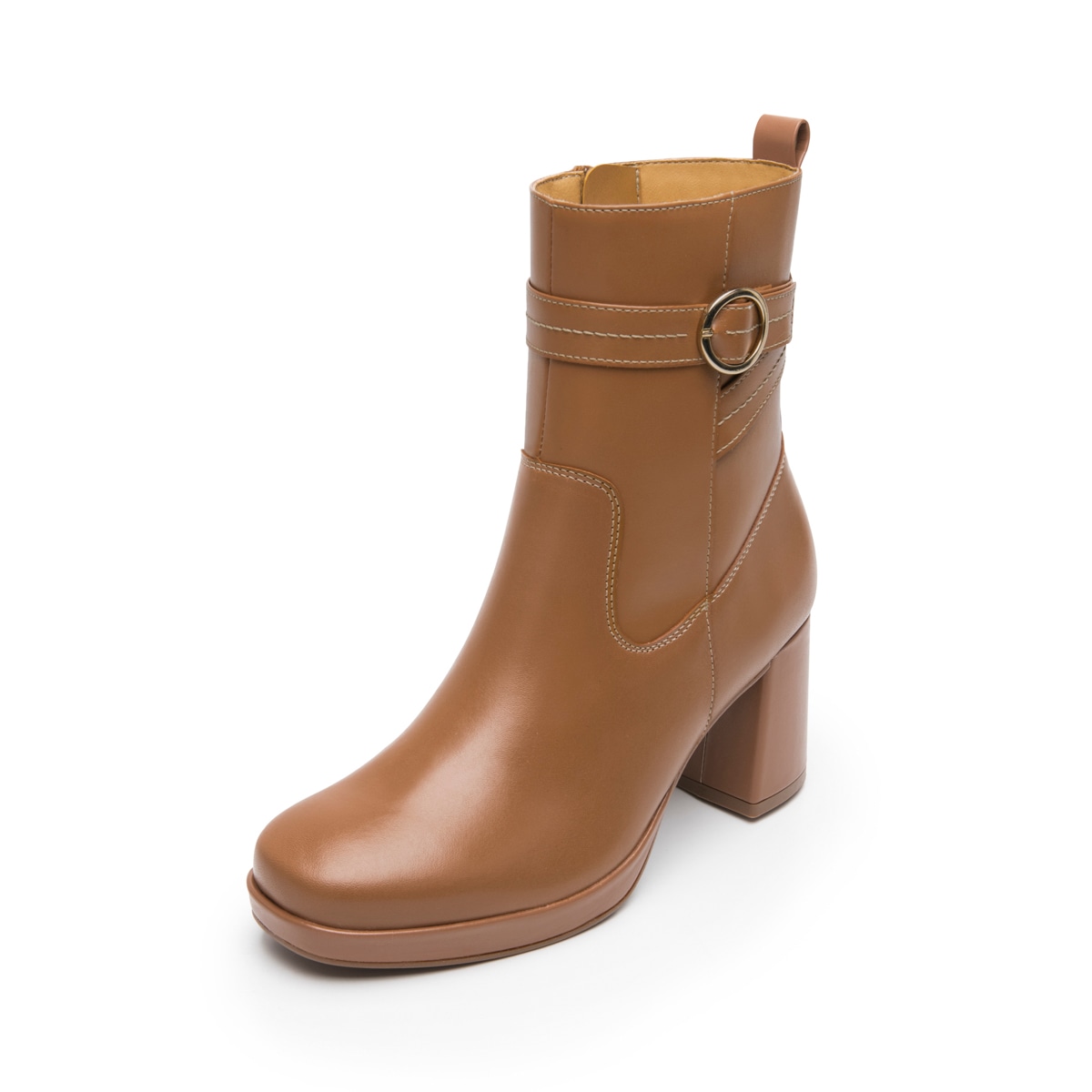 Botín Tacón Medio Flexi para Mujer con Cierre Interno y Comfort Walk Estilo 127204 Arena