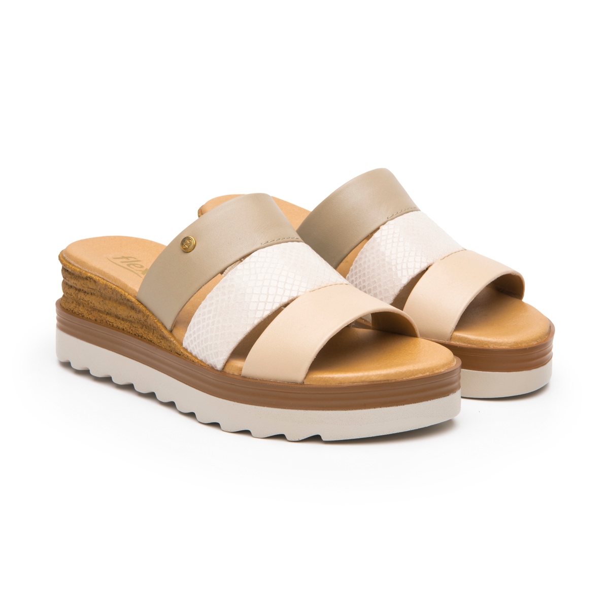 Sandalia De Plataforma Flexi para Mujer Estilo 127705 Beige Multicolor