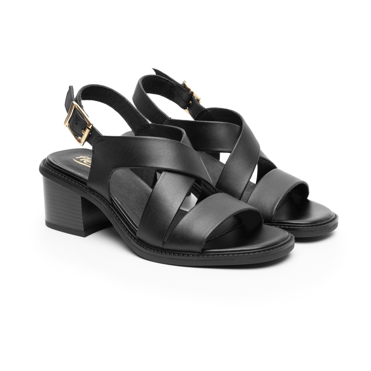 Sandalia De Tacón Flexi para Mujer con Suela Flexible Estilo 128404 Negro