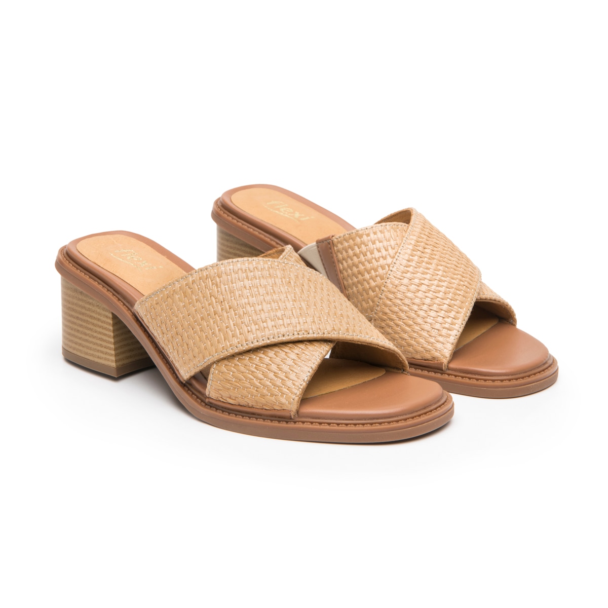Sandalia Tacón Medio Flexi para Mujer Estilo 128406 Camel