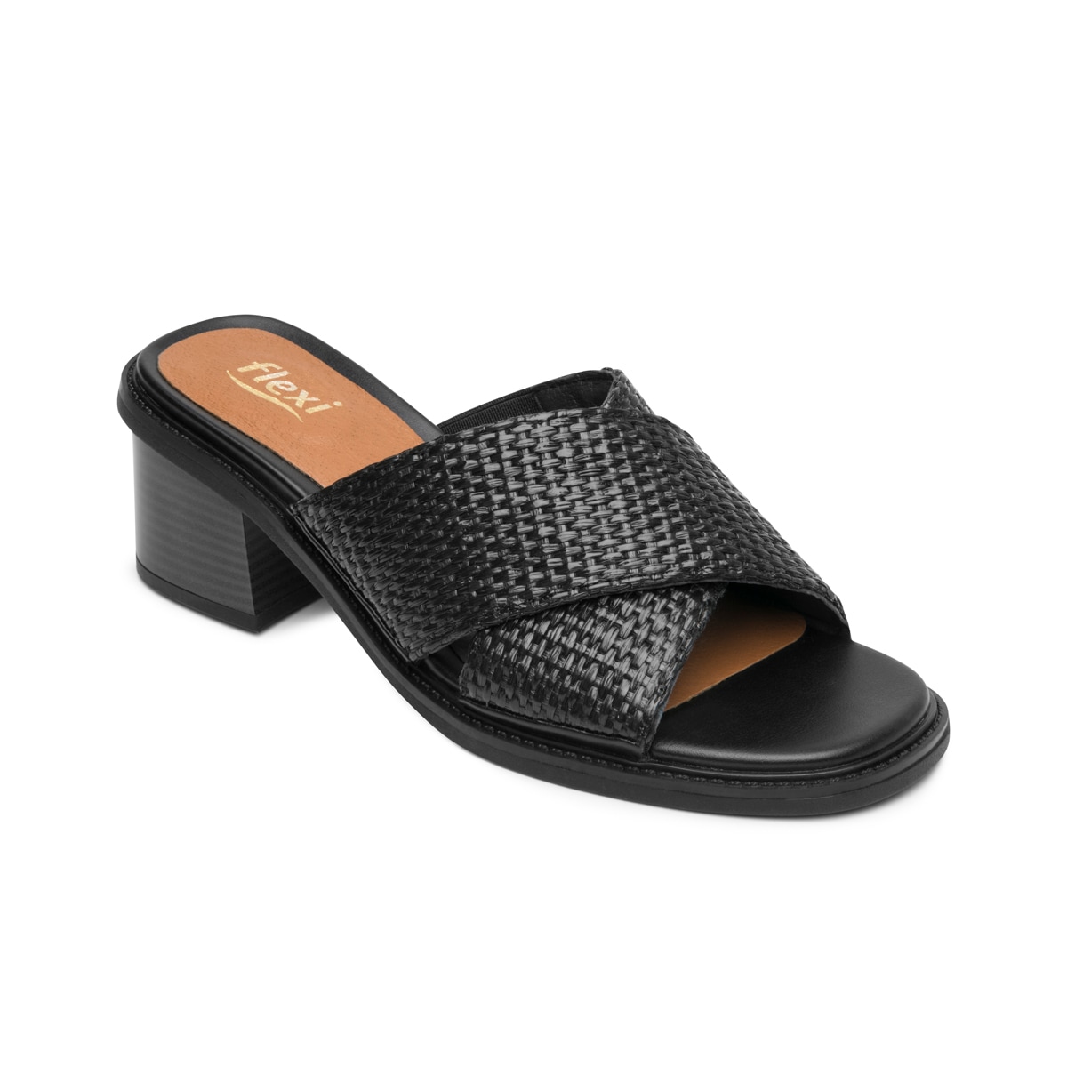 Sandalia Tacón Medio Flexi para Mujer Estilo 128406 Negro