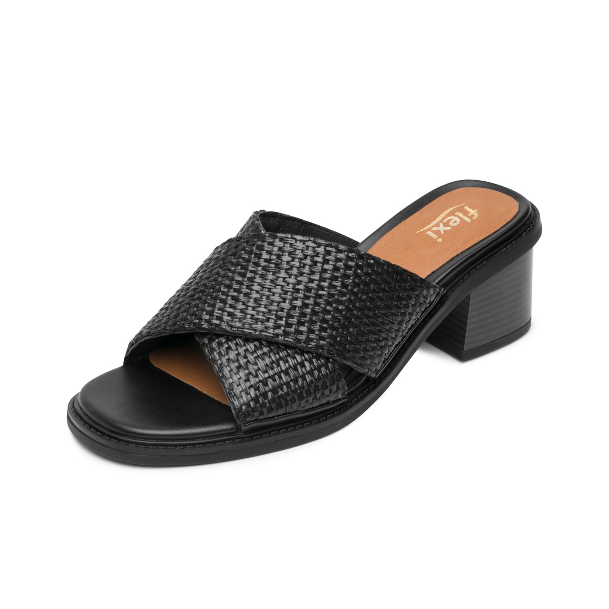 Sandalia Tacón Medio Flexi para Mujer Estilo 128406 Negro