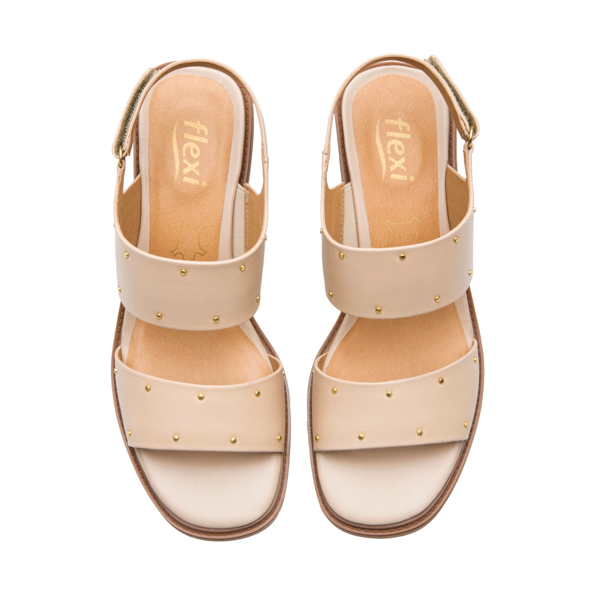 Sandalia Tacón Medio Flexi para Mujer Estilo 128407 Crema
