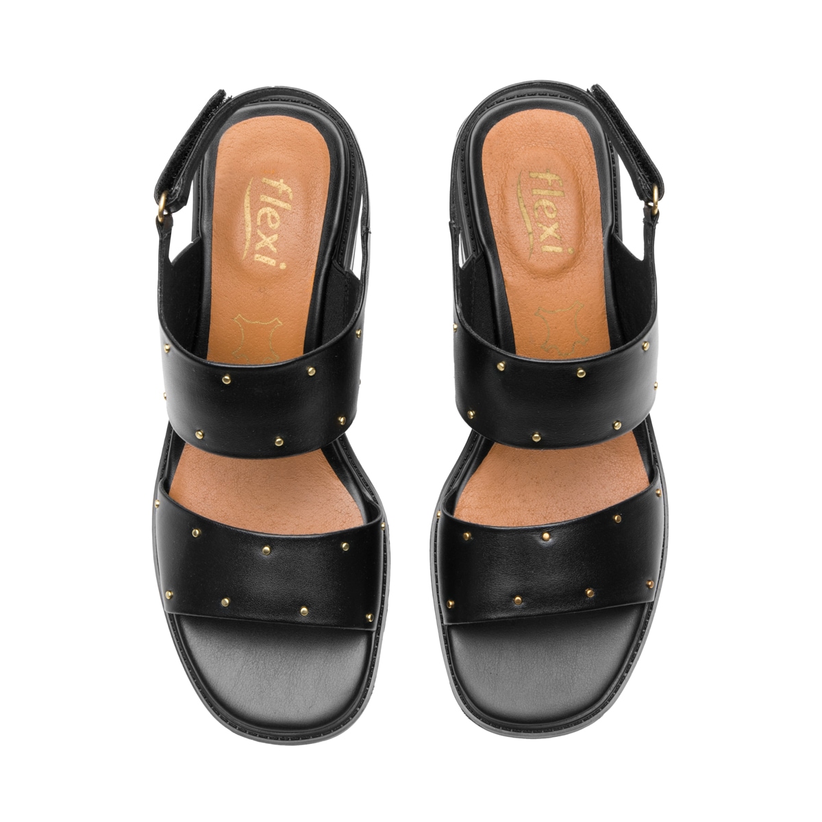 Sandalia Tacón Medio Flexi para Mujer Estilo 128407 Negro