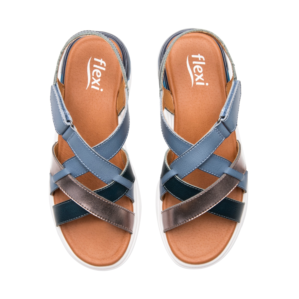 Sandalia De Confort Flexi para Mujer Estilo 129403 Azul