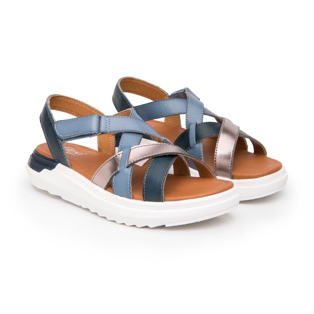 Sandalia De Confort Flexi para Mujer Estilo 129403 Azul
