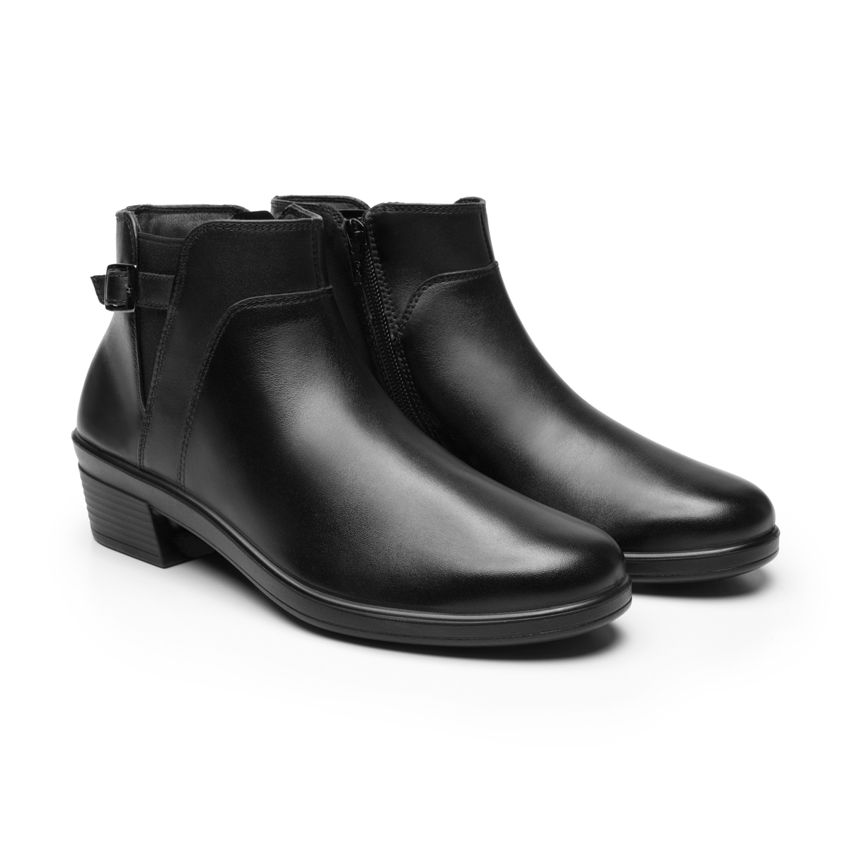 Botín Confort Cuña Flexi para Mujer con Amortiguamiento y Cierre Interno Estilo 130004 Negro