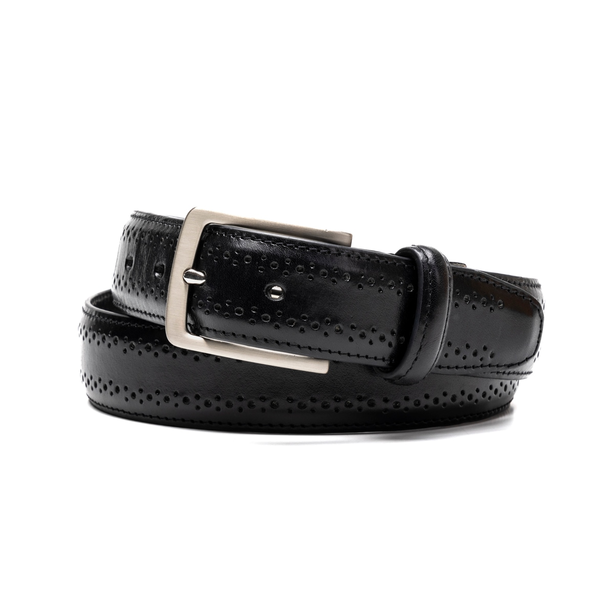 Cinturón Quirelli para Hombre con Acabado Almenillado Estilo 130101 Negro