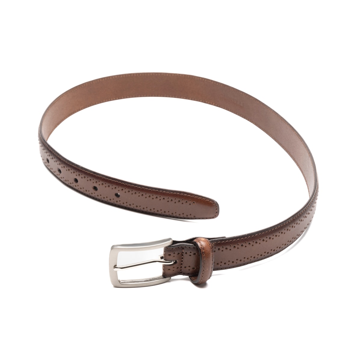 Cinturón Quirelli para Hombre con Acabado Almenillado Estilo 130102 Café