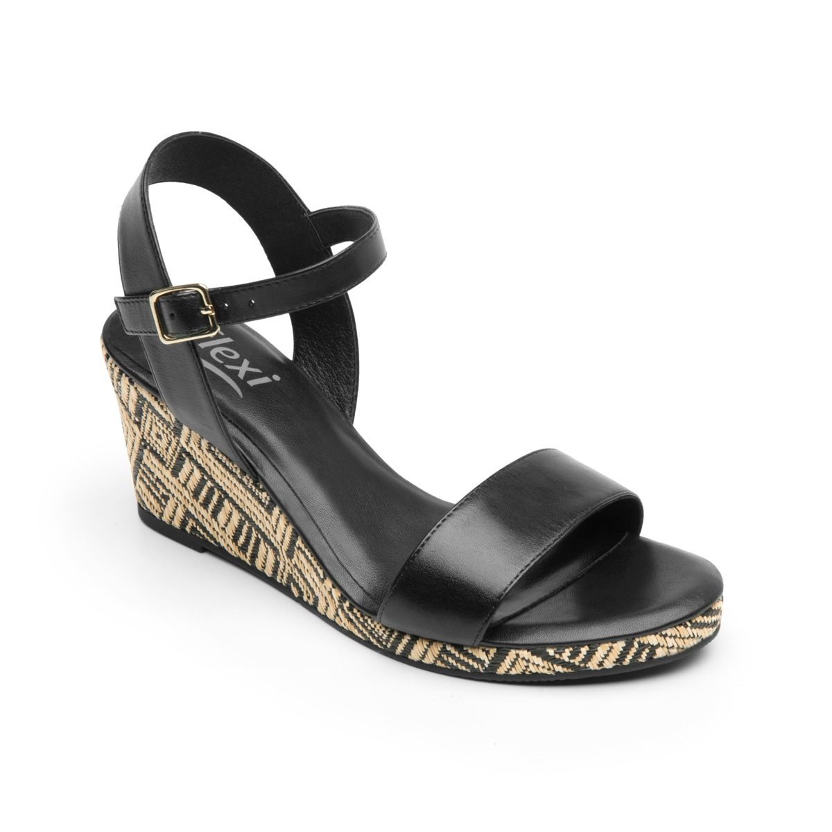 Sandalia Con Cuña Flexi para Mujer Exclusivo Zapaterías Flexi Estilo 130901 Negro