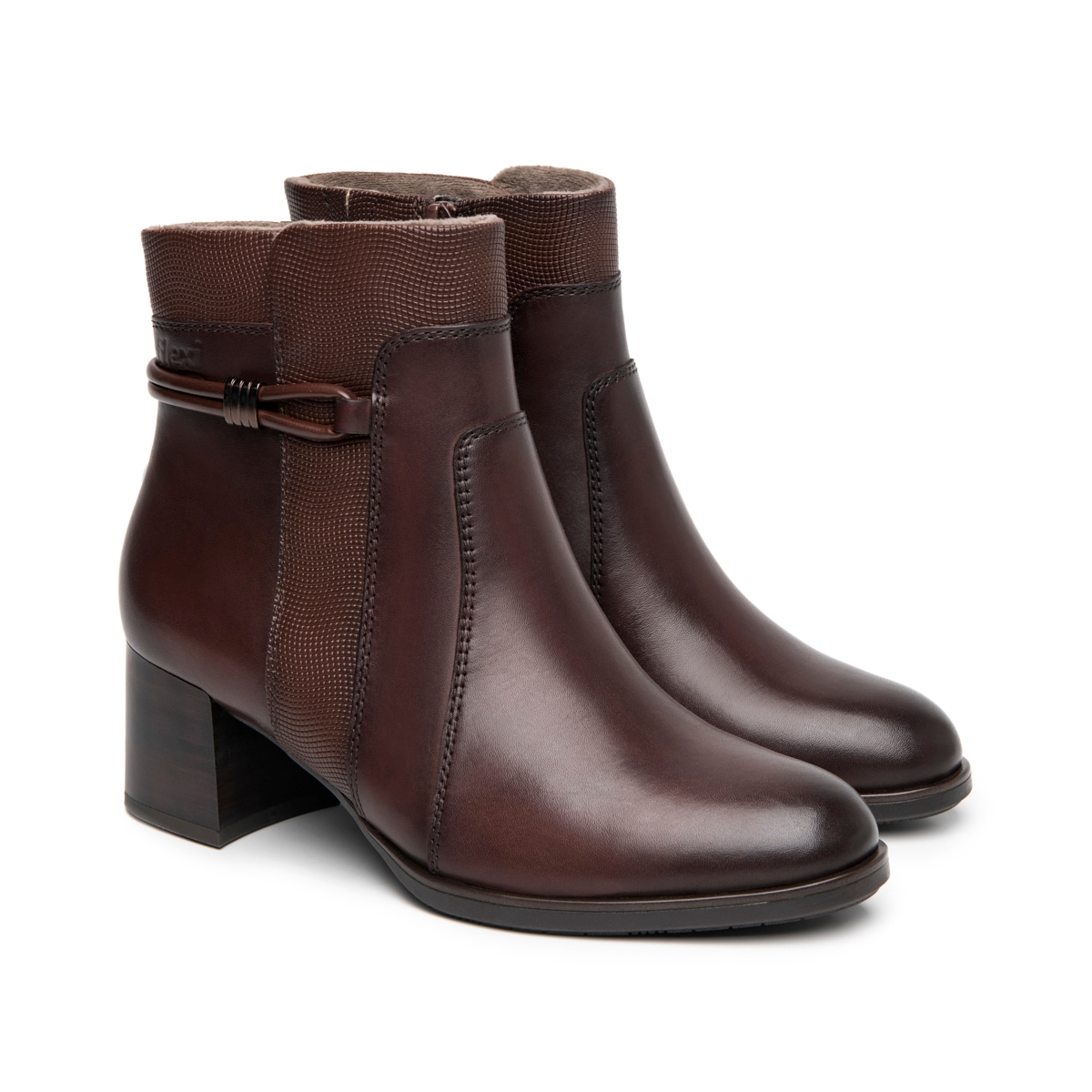 Botín Tacón Medio Exclusivo Flexi para Mujer Estilo 132301 Chestnut