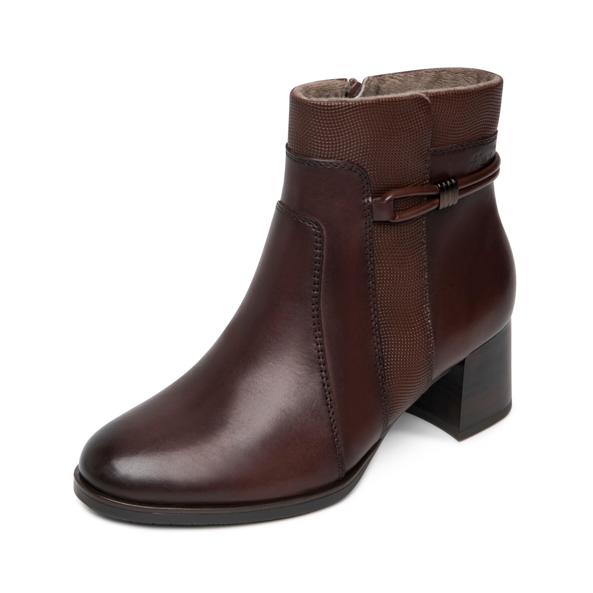 Botín Tacón Medio Exclusivo Flexi para Mujer Estilo 132301 Chestnut