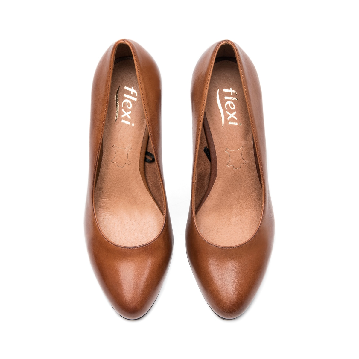Zapatilla Tacón Medio Exclusivo Flexi para Mujer Estilo 132801 Tan