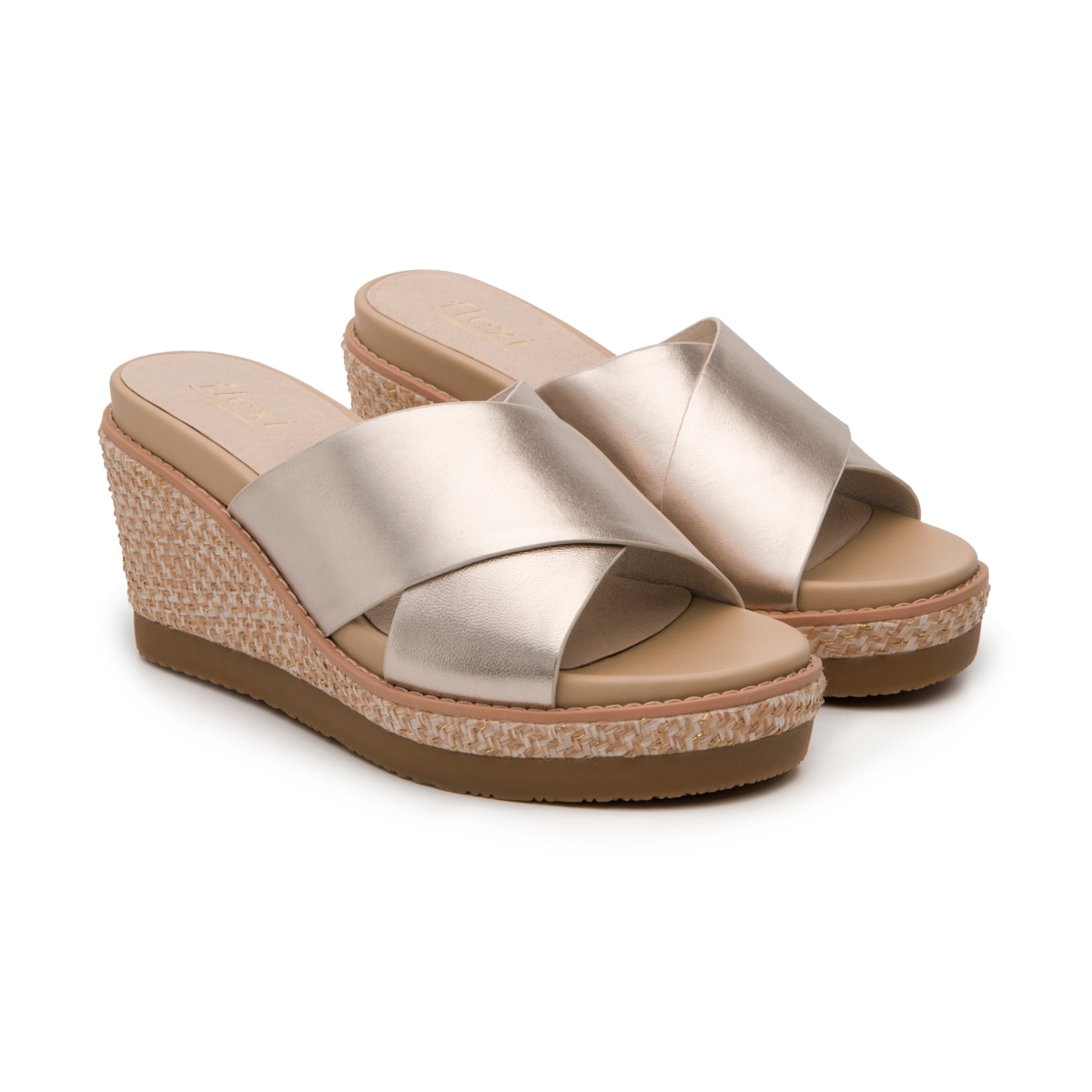 Sandalia De Plataforma Flexi para Mujer Estilo 135602 Oro