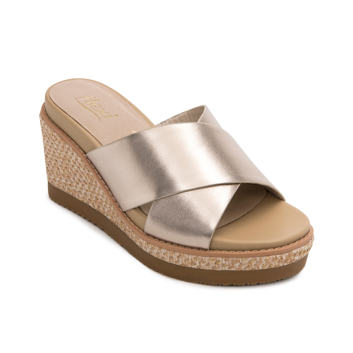 Sandalia De Plataforma Flexi para Mujer Estilo 135602 Oro