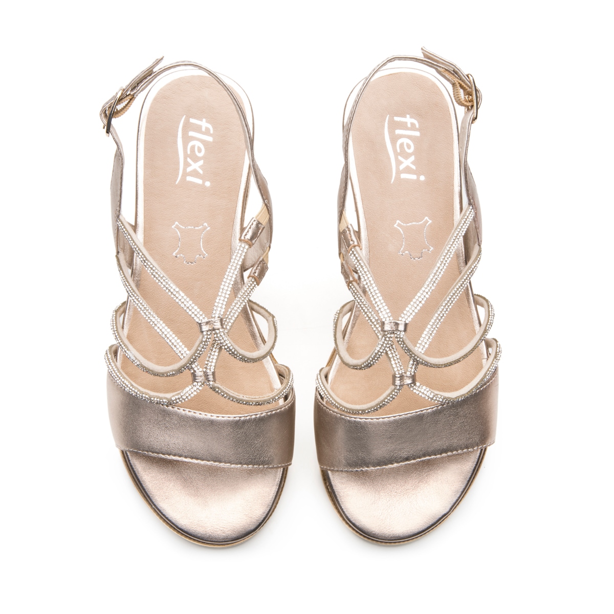 Sandalia Plataforma Casual Flexi para Mujer Estilo 135801 Metalico