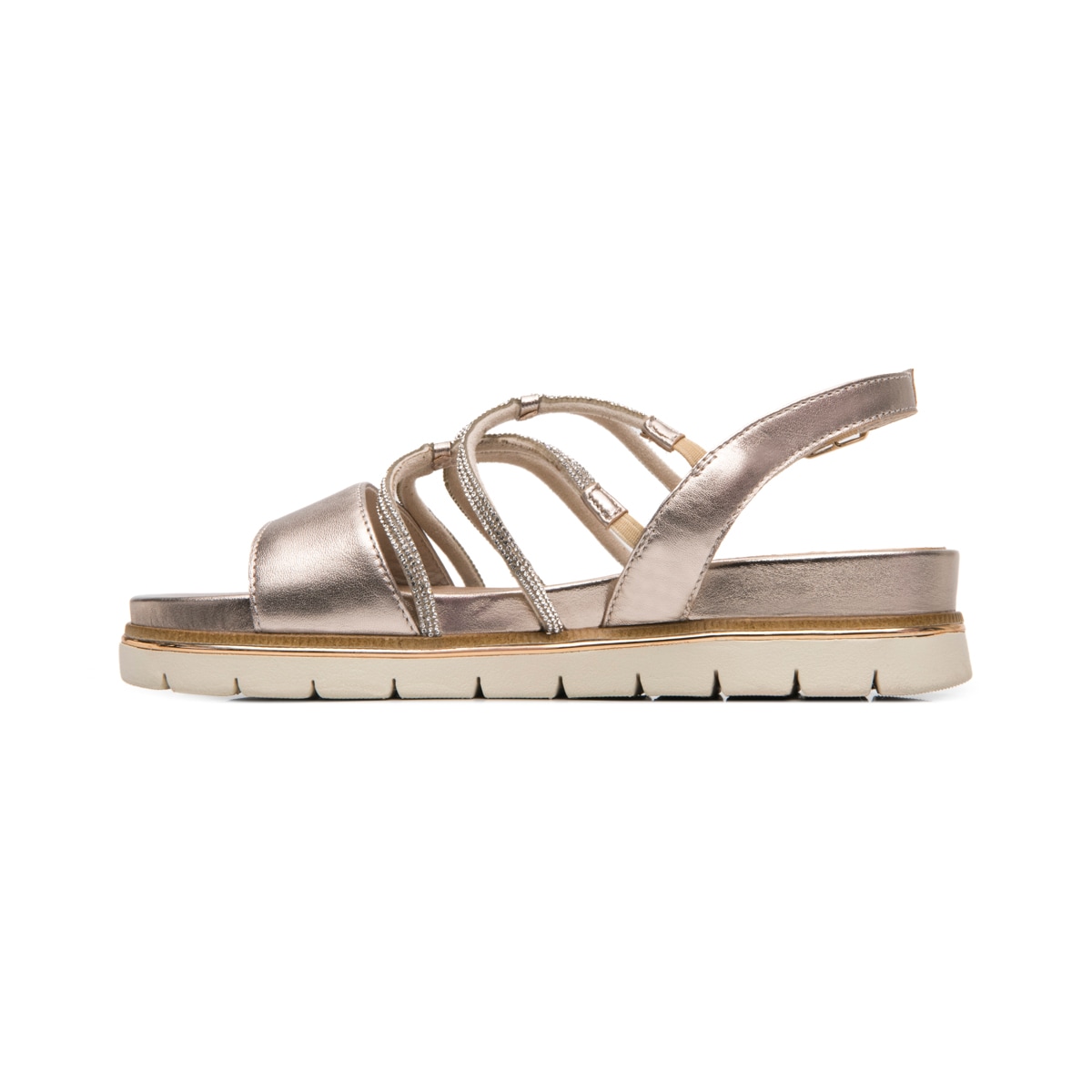 Sandalia Plataforma Casual Flexi para Mujer Estilo 135801 Metalico