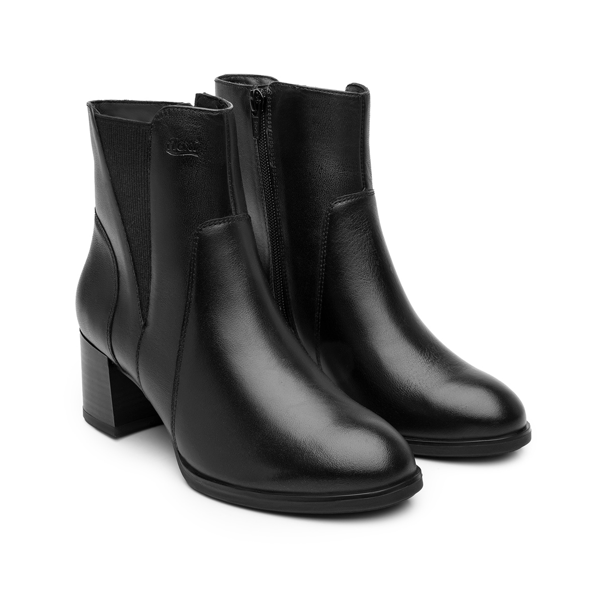 Botín De Tacón Bajo Flexi para Mujer Estilo 137304 Negro