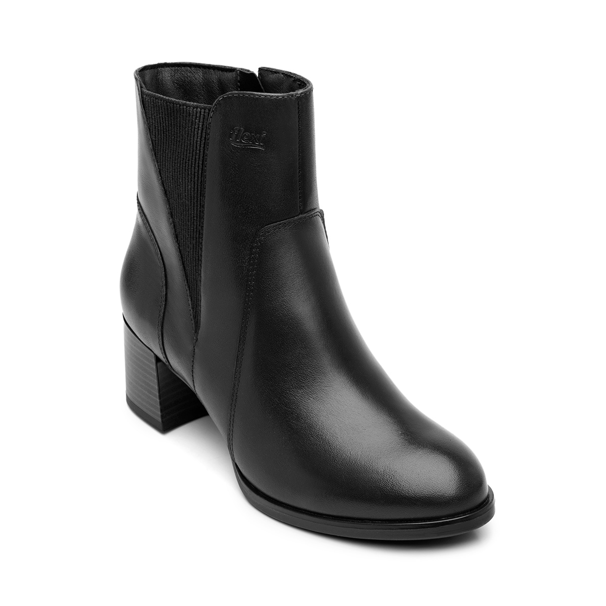 Botín De Tacón Bajo Flexi para Mujer Estilo 137304 Negro