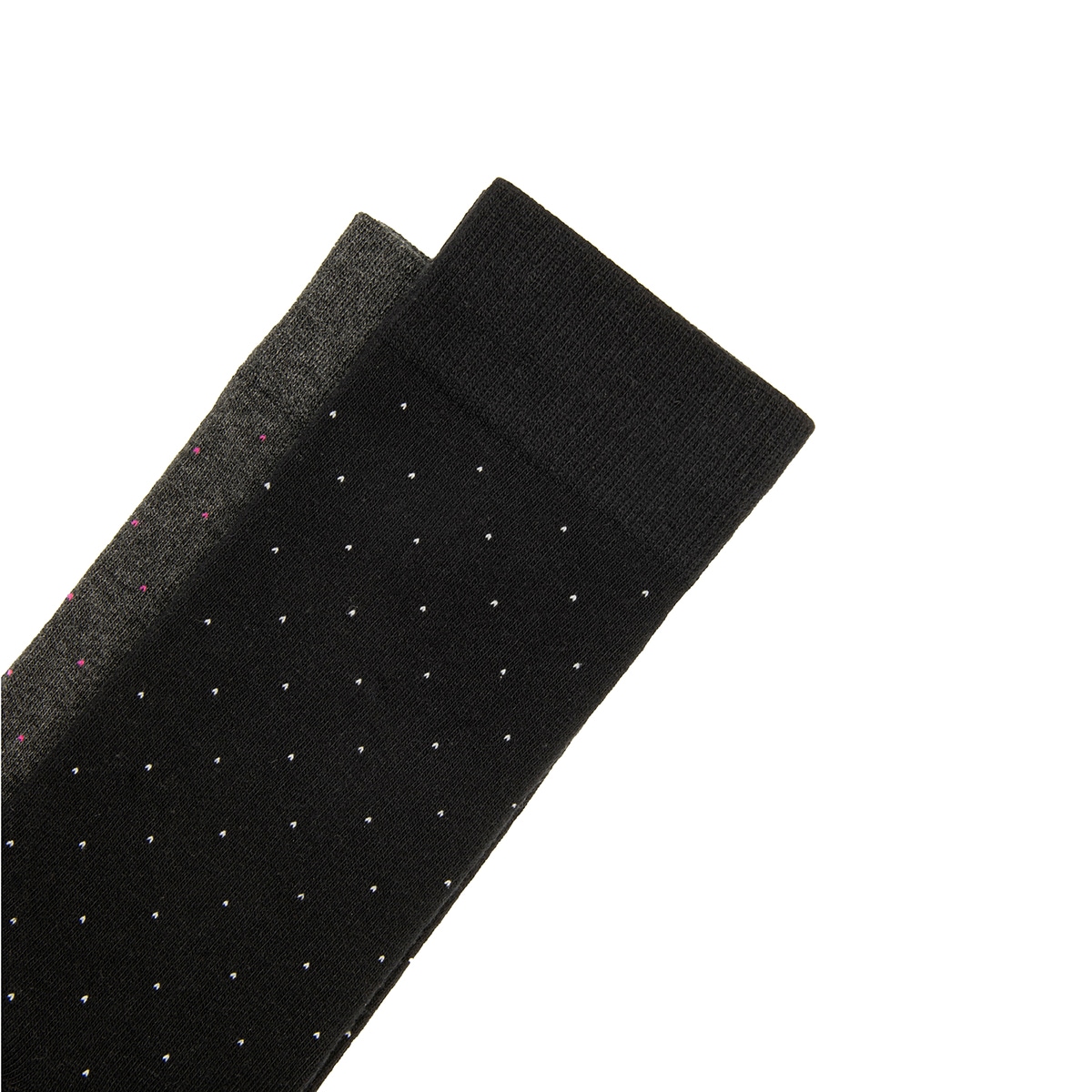 2-Pack Calcetín Largo Básico Puntos Flexi para Hombre Estilo 090510 Negro Y Gris