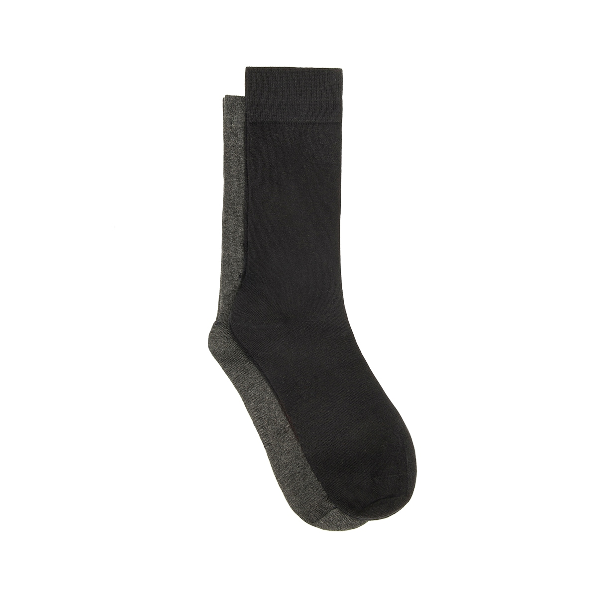 2-Pack Calcetín Largo Básico Flexi para Hombre Estilo 090510 Negro Y Gris