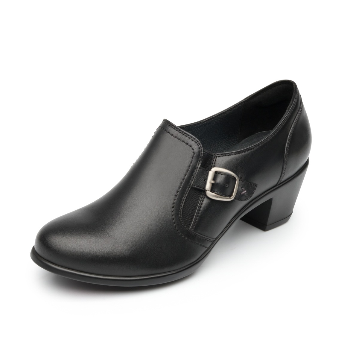 Zapato De Tacón Casual Flexi Con Hebilla Lateral Para Mujer - Estilo 15406 Negro