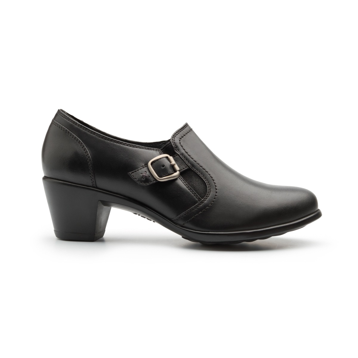 Zapato De Tacón Casual Flexi Con Hebilla Lateral Para Mujer - Estilo 15406 Negro