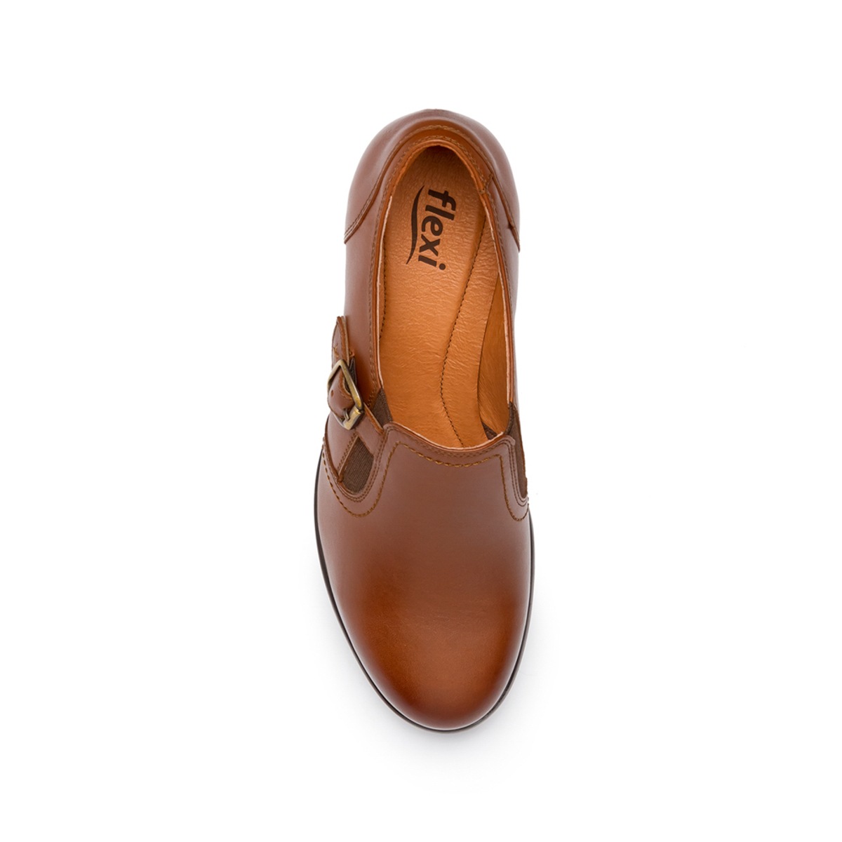 Zapato De Tacón Casual Flexi Con Hebilla Lateral Para Mujer - Estilo 15406 Whisky