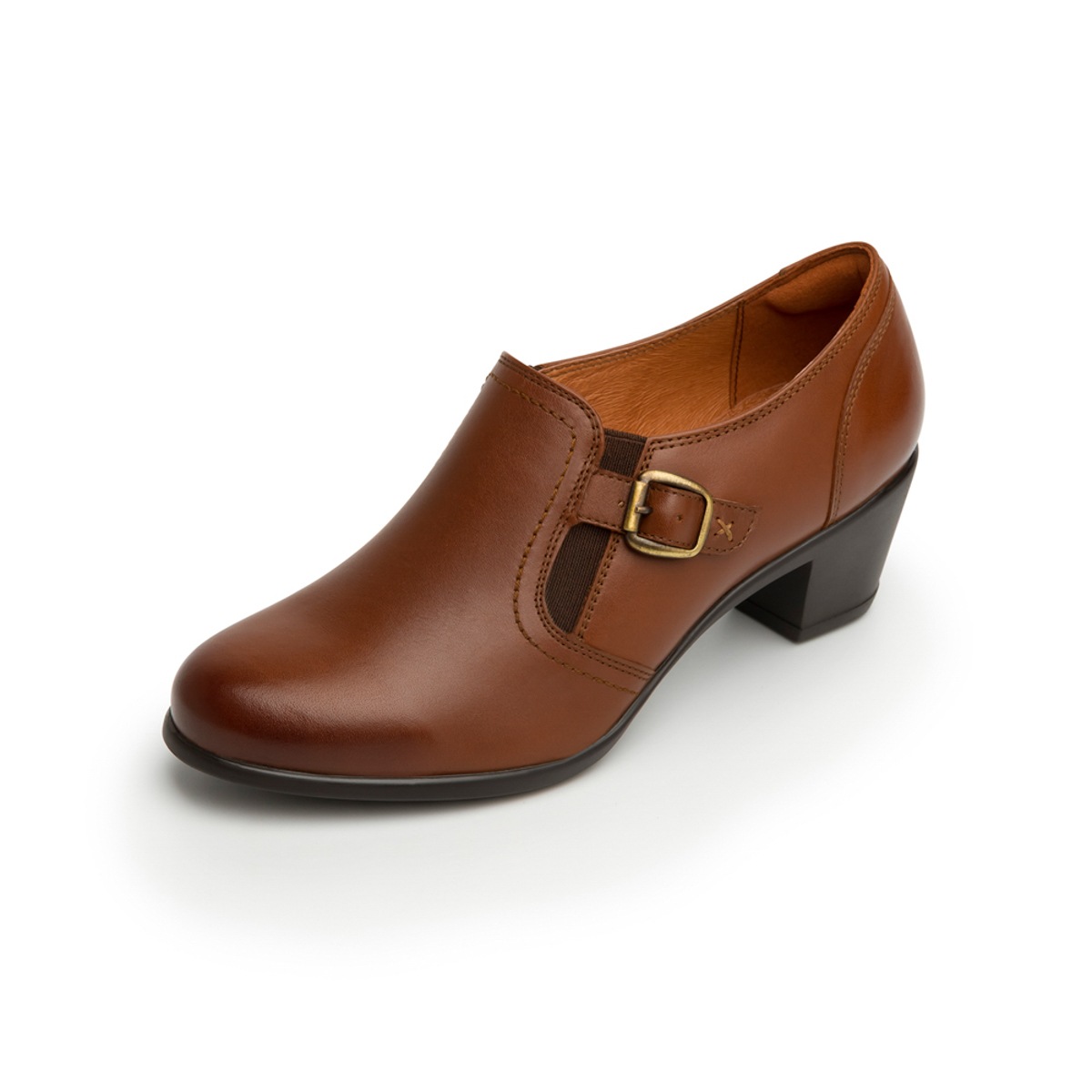 Zapato De Tacón Casual Flexi Con Hebilla Lateral Para Mujer - Estilo 15406 Whisky
