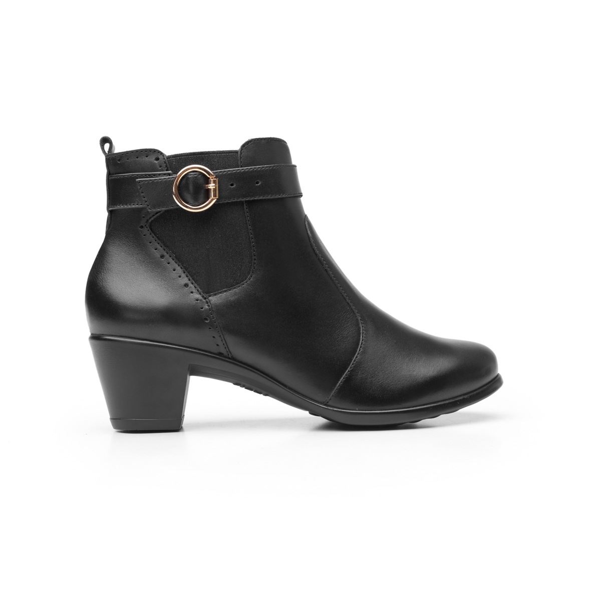 Botín Urbano Flexi Con Elástico Y Hebilla Para Mujer - Estilo 15419 Negro