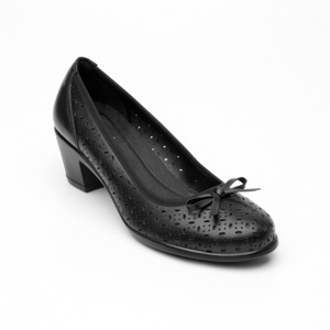 Zapato De Tacón Para Oficina Flexi 15421 Con Perforado Láser Y Moño Para Mujer - Estilo 15421 Negro Zapato De Tacón Para Oficina Flexi 15421 Con Perforado Láser Y Moño Para Mujer - Estilo 15421 Negro